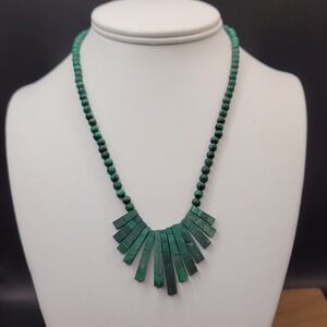 Vintage Oriental Malachite Cleopatra Bib Statement Necklace 19"